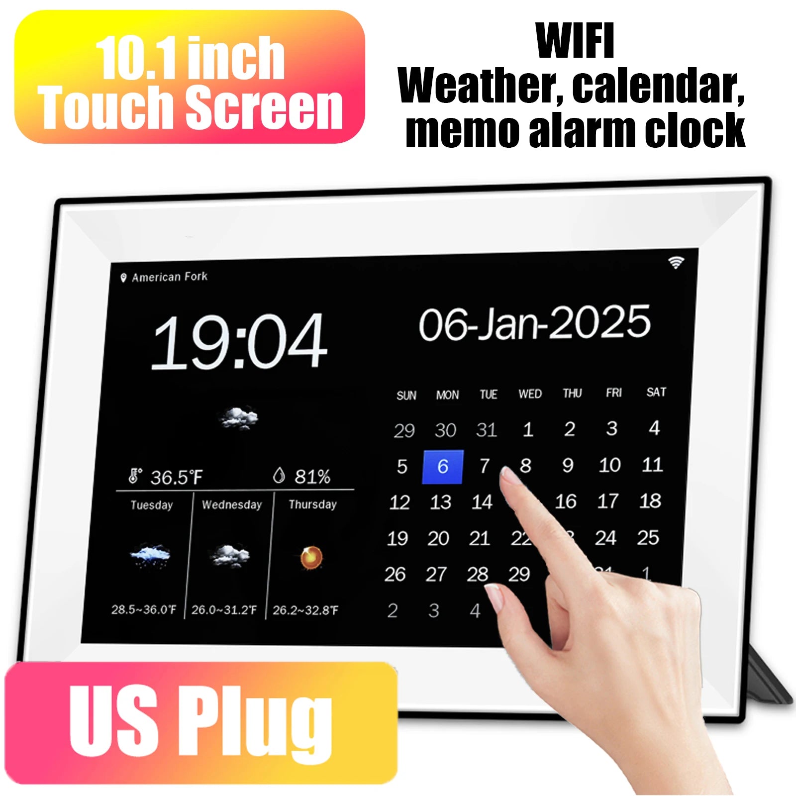 Digital Calendar Alarm Clock: 10.1-inch Calendar Chore Chart Smart Touchscreen Display for Family Schedules Great