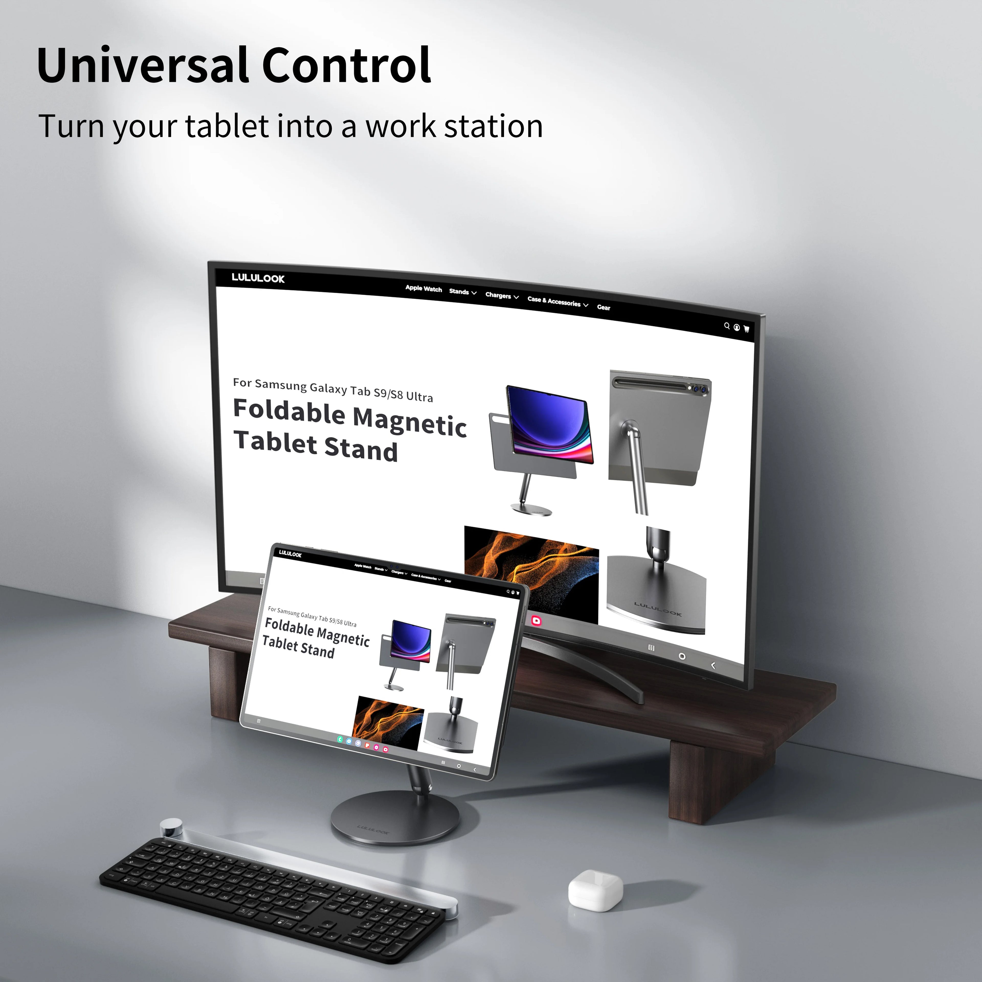 Lululook Magnetic Stand For Samsung Galaxy Tab S10/S9/S8 Ultra S9/S7/S8 Plus S7 FE,360° Rotation Base Adjustable Tablet