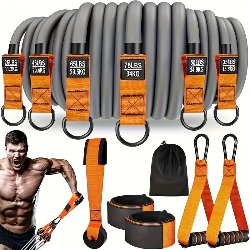 12 piece high-strength tension rope training set - environmentally friendly TPE latex anti breakage elastic