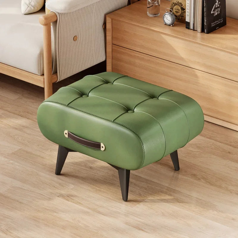 Foldable Foot Stool Extra Thick PU Leather & High-Density Foam Portable Ottoman for Living Room/Bedroom/Office Non-Slip
