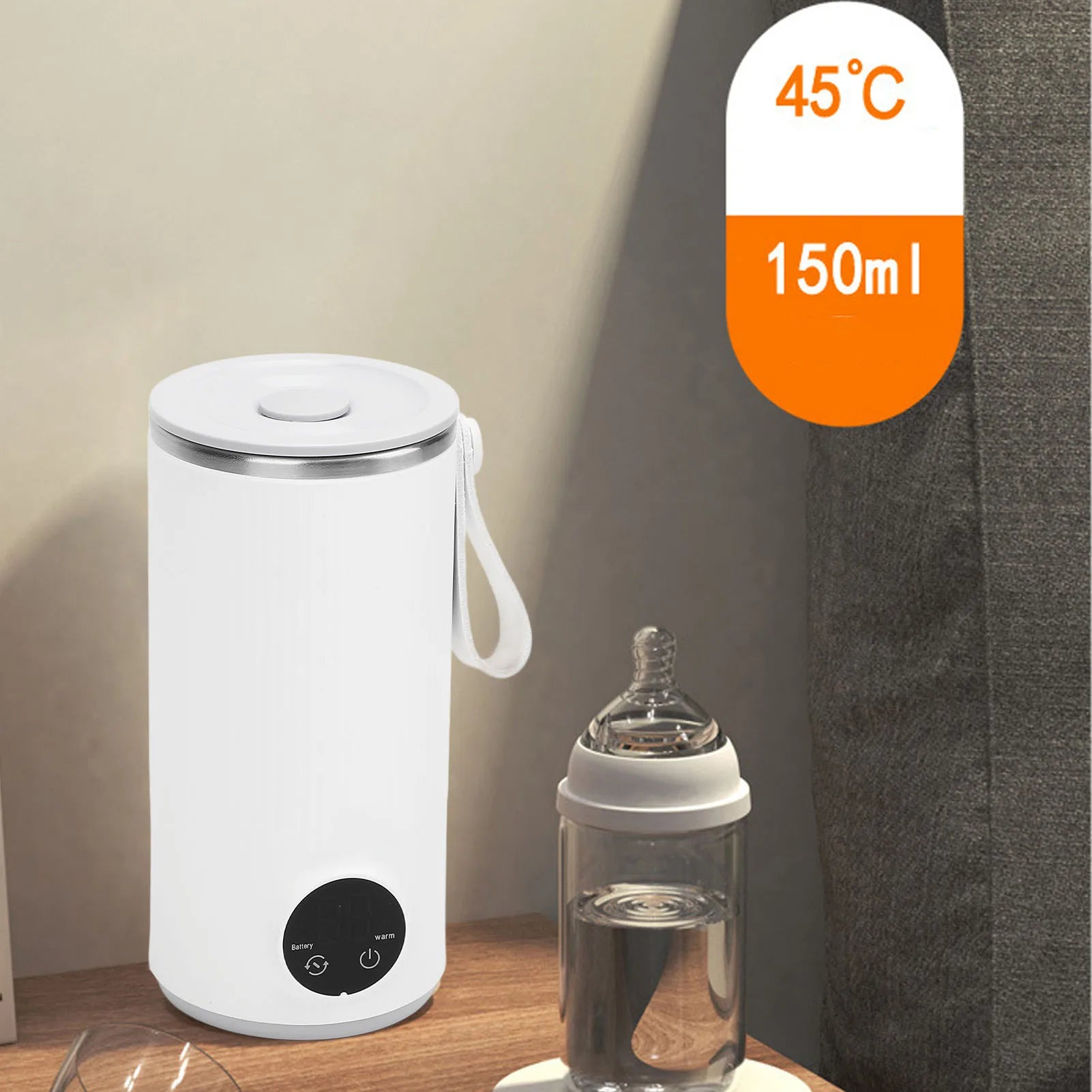 Travel Electric Kettle Cordless Rechargeable 400ML 55°C Stainless Steel Travel Hot Water Boiler for Milk Travel
