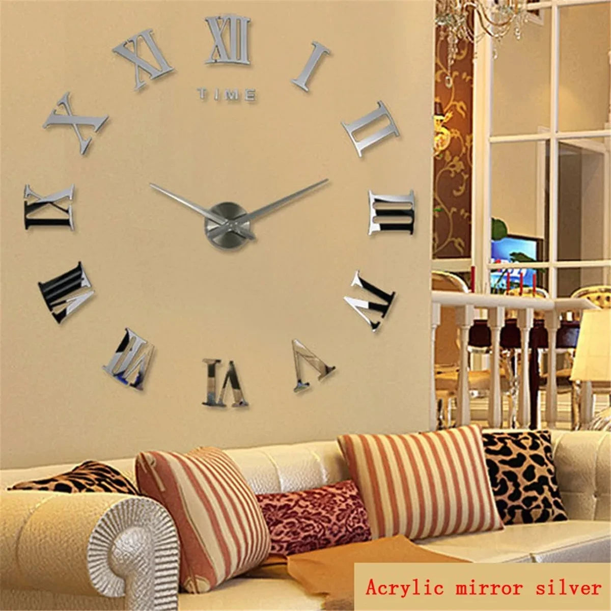 2D/3D Large Roman Numeral Acrylic Mirror Wall Clock Sticker Fashion DIY Quartz Clocks Watch Home Decoration Living Room