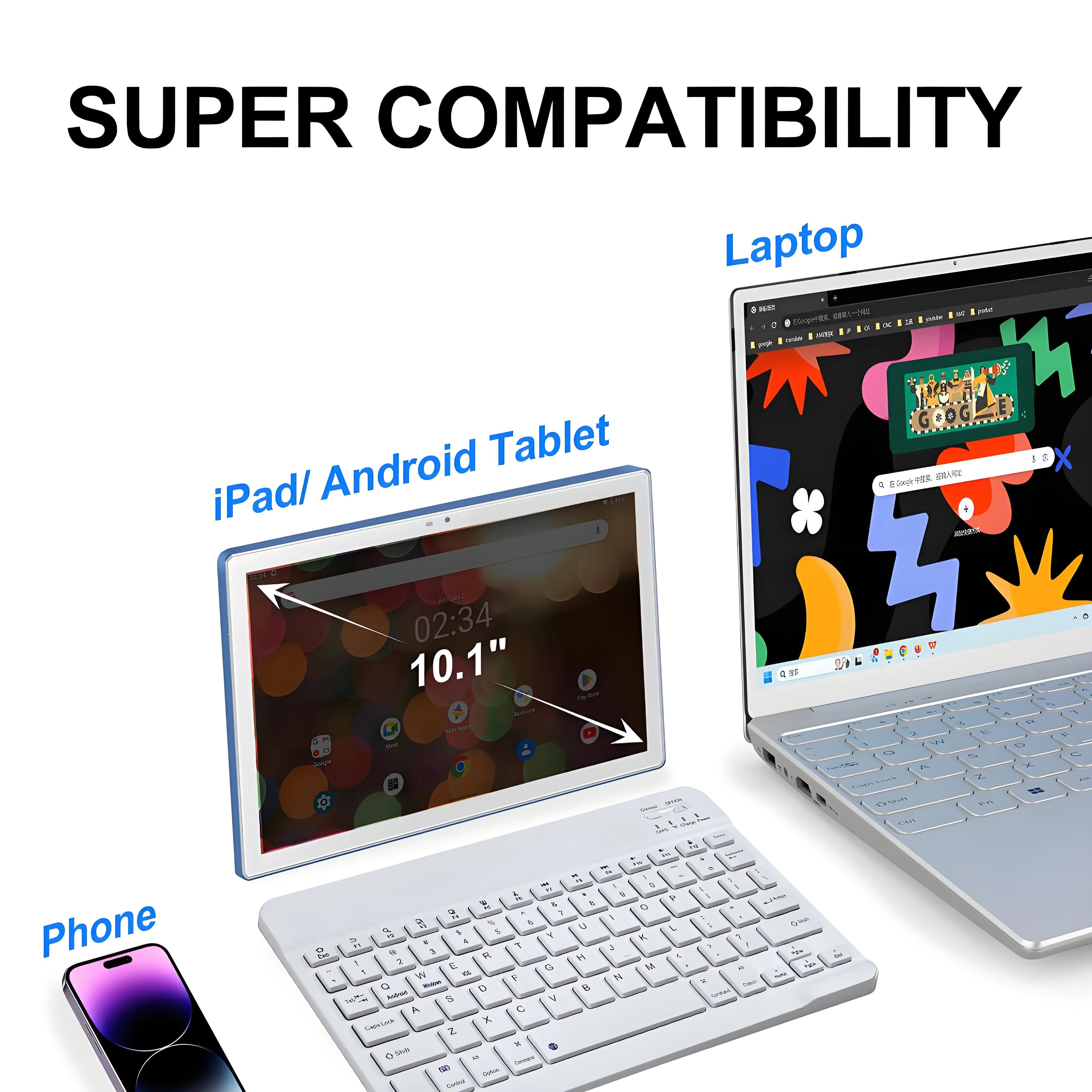 Slim Bluetooth 5.0 Keyboard Universal Wireless | 20-Day Battery Wide Range | Rechargeable Travel Keyboard for iOS