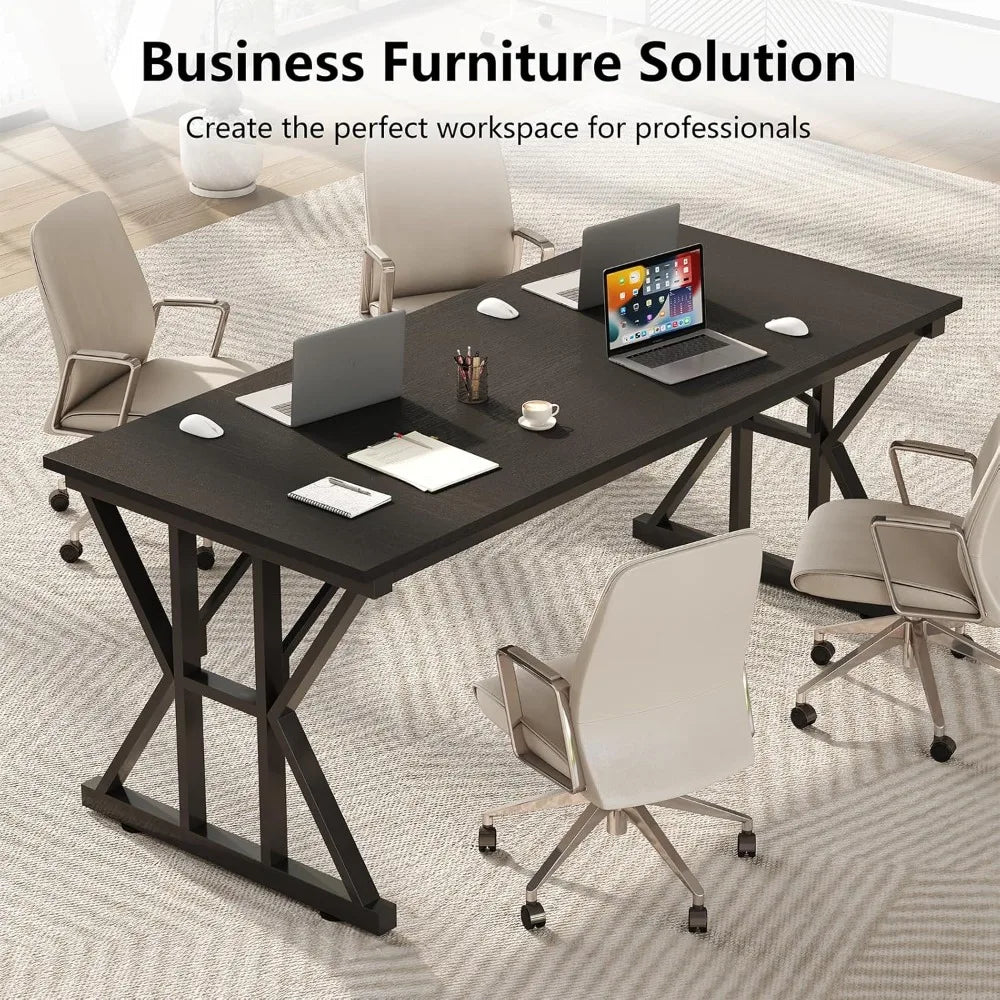 63 inch executive desk large desk with thickened frame computer desk modern minimalist desk for home work black