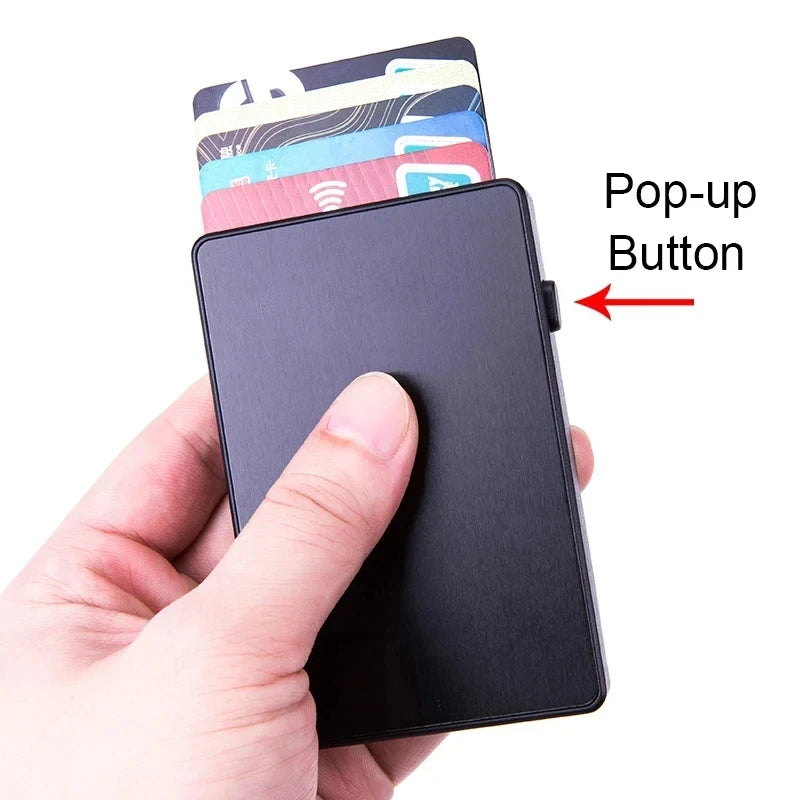 Gold Thin Pop Up ID RFID Card Holder For Man Slim Men’s Card Wallet RFID Creative Credit Card Case For Women Female
