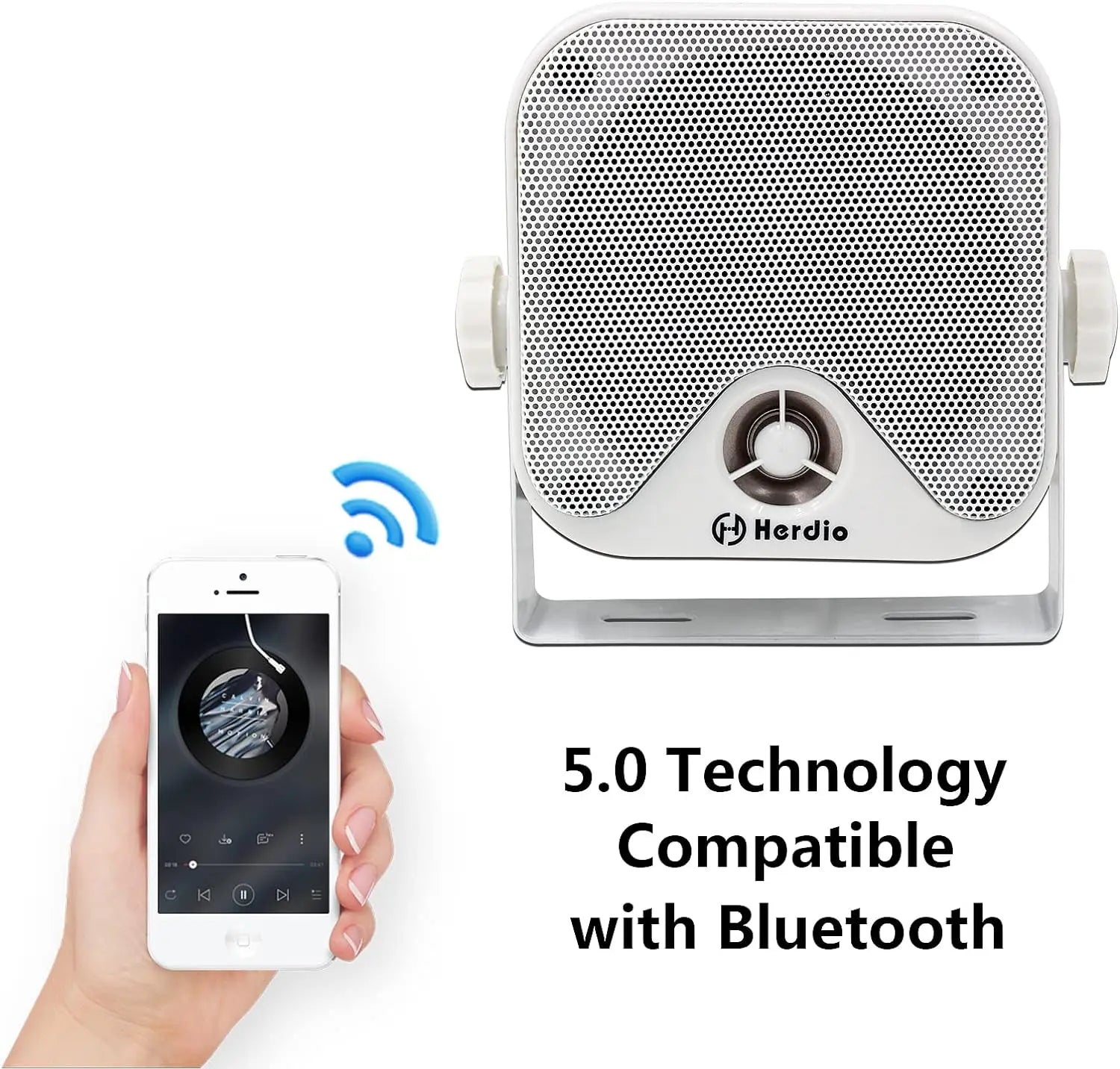 Herdio 4’’ 100W Heavy Duty Waterproof Boat Marine Bluetooth Speakers Surface Mounted For Camper Skid Steer ATV UTV RZR