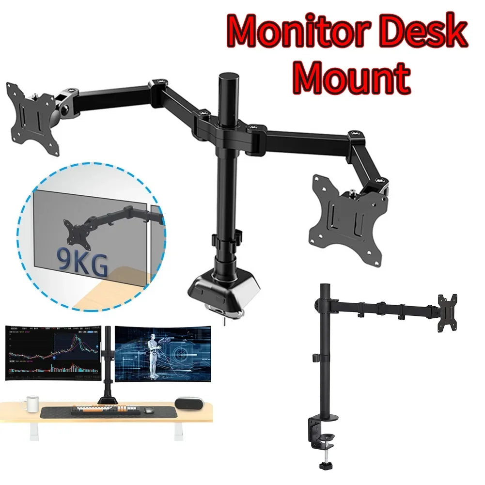 single-dual-monitor-stand-holds-up-to-19-84-lbs-desk-mount-stand-adjustable-height-and-angle-for-17-to-32-inch-computer-screens