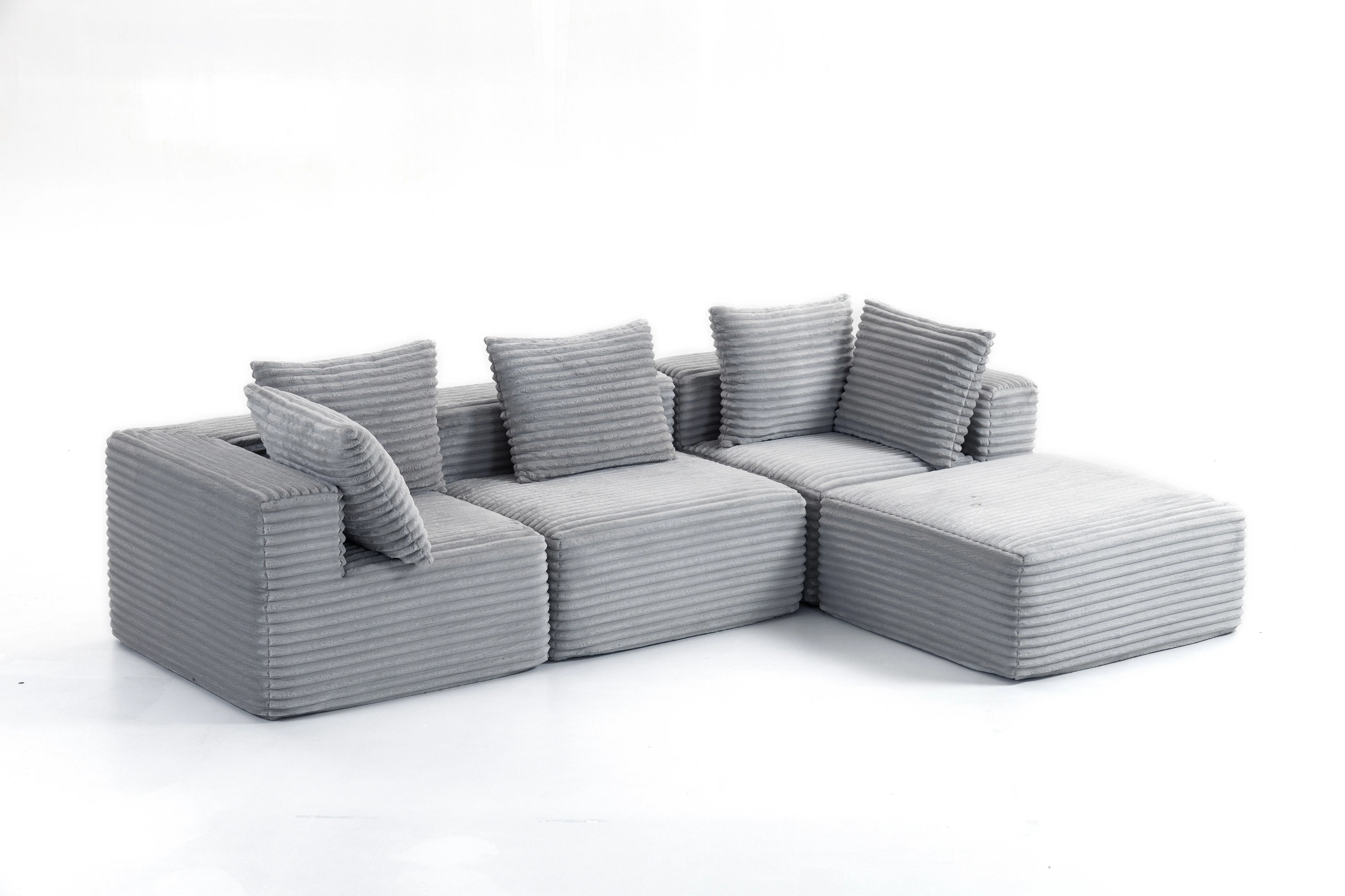 Sectional boneless Couch with L-Shape Chaise,Modern Modular sleeper Sofa with Deep Seat Upholstered Couches for Room