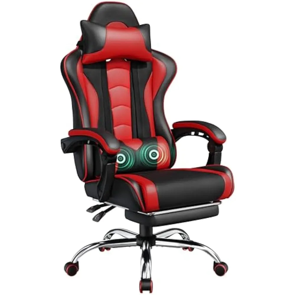 Ergonomic Gaming Chair with Swivel Seat&Headrest Adjustable Video Game Chair with Massage Lumbar Support and Footrest