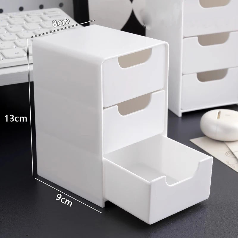 3/1pc 3-Tier Drawer Organizer Desktop Storage Box Sundries Jewelry Cosmetic Case Home Office Desk Storage Plastic