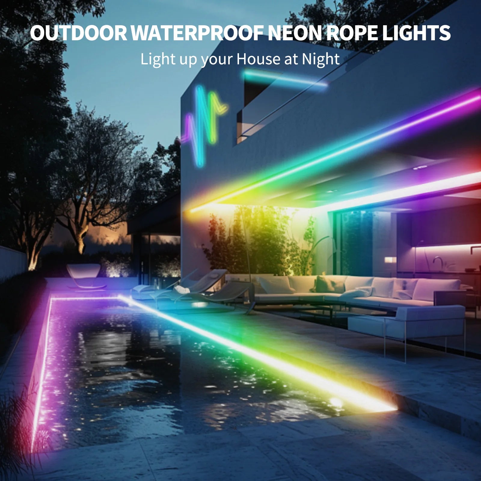 8M 16M Neon LED RGBIC Lights 72Leds/m LED Lights with RF Remote Bluetooth Flexible Waterproof Music Sync DIY Design