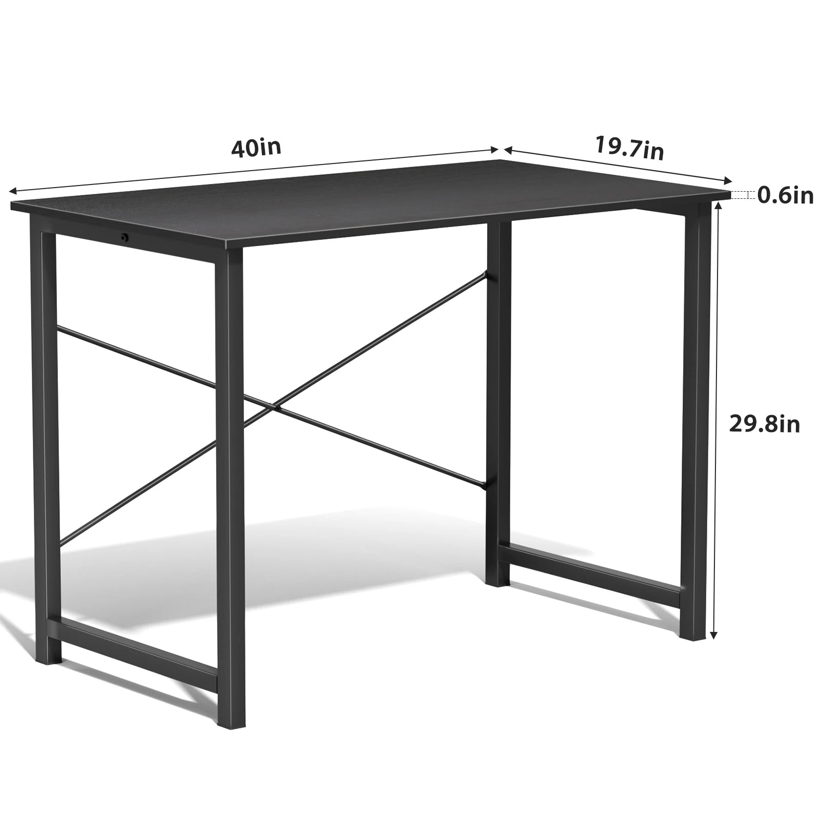 JHK Computer Office Desk Writing Study Office Gaming Table Modern Simple Style Compact Metal Frame Wood Tabletop Easy