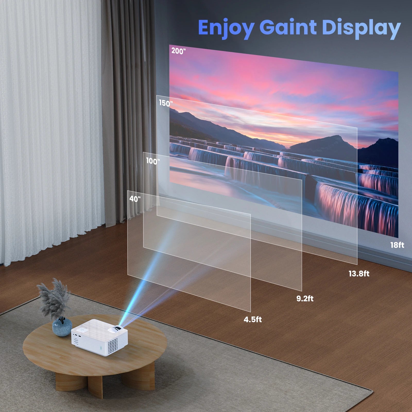 GROVIEW 1080P Bluetooth Mini Projector 9500 LUX Portable Outdoor Projector with 100” Screen VGA/HDMI/USB/SD/PS5