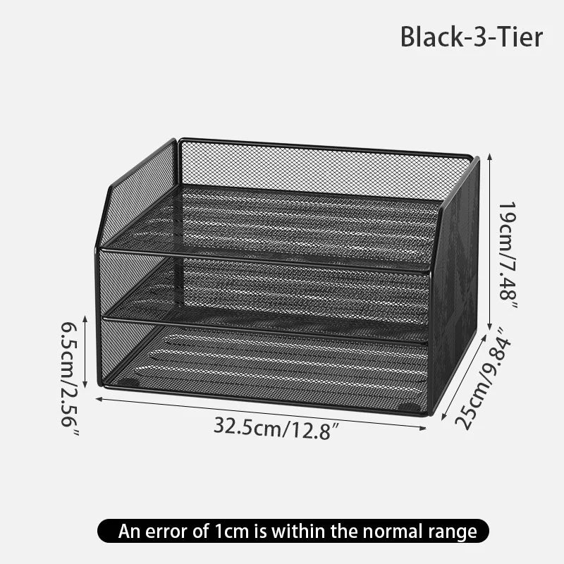 Metal file rack desktop file storage box integrated multi-layer document rack office desk bookshelf book stand