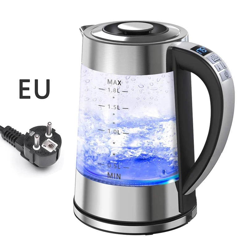 Smart Thermostatic Glass Electric Kettle 1.8L Capacity Automatic Thermostat Suitable for Home Office Hotel - EU