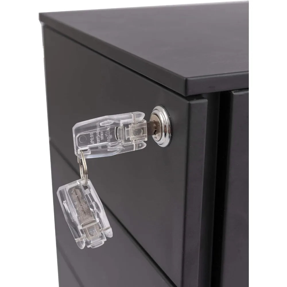 Stand Up Desk Store 3 Drawer Under Desk Lockable Rolling File Cabinet with Stable 5 Wheel Design (Black Wide) - United