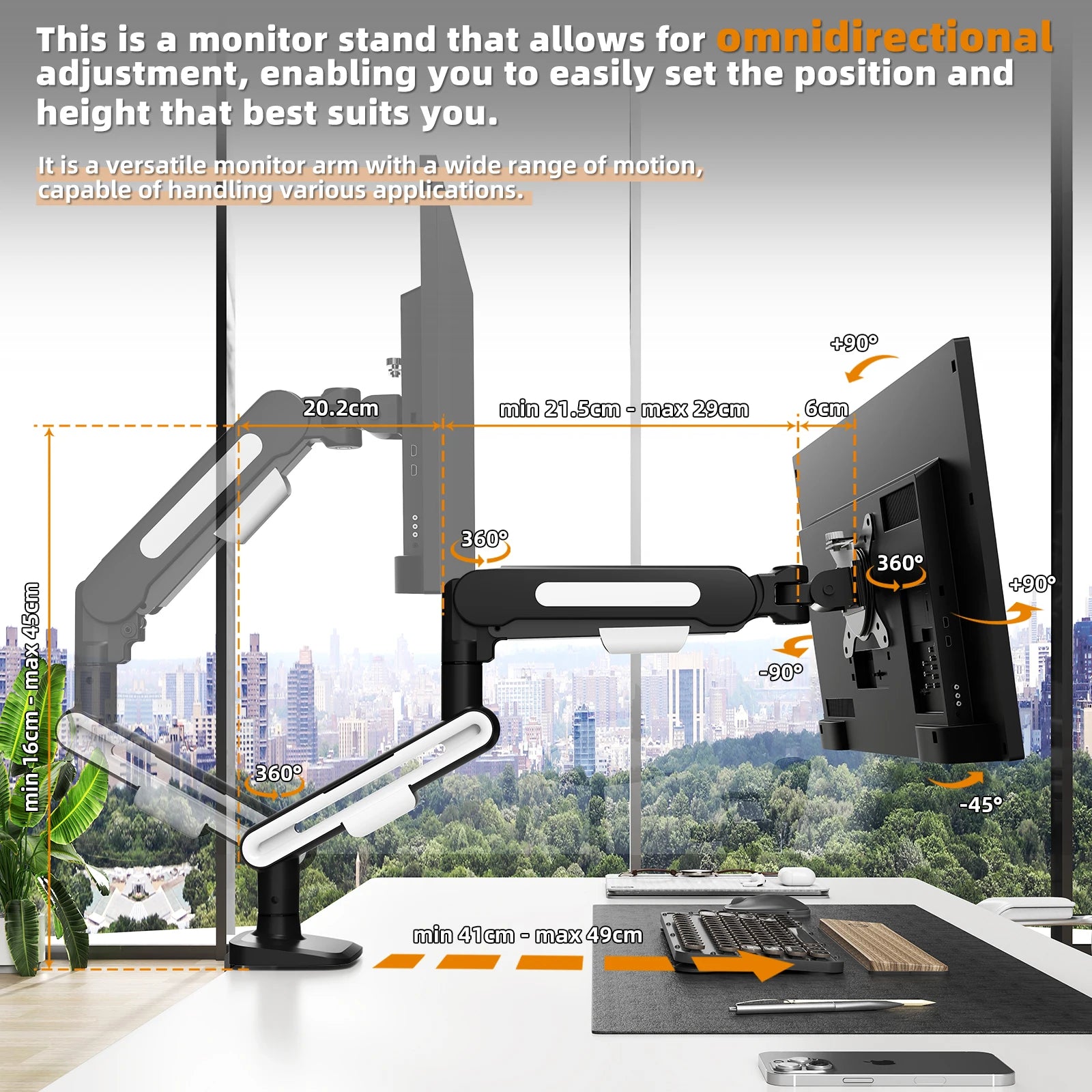 New Update Desktop Monitor Mount Bracket for 13 to 32-Inch LCD Screens Rotating Mechanical Arm Lift Base Desktop TV