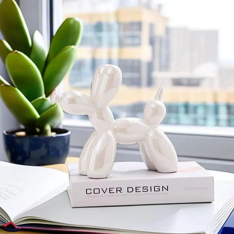 ceramics Balloon Dog Sculpture Home Decor room Decoration Accessories Office Nordic Animal Decorative Sculptures
