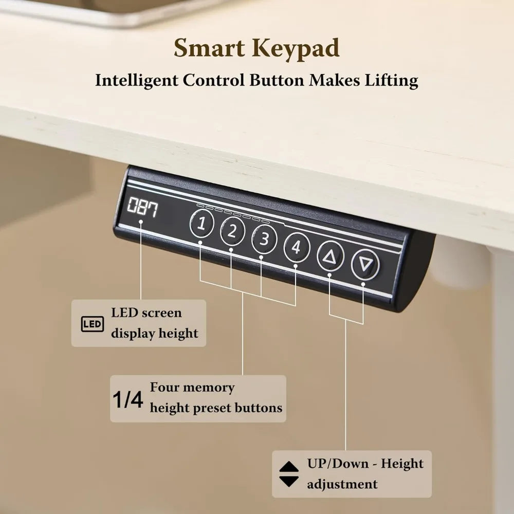 60inch gaming desk electric standing desk with height adjustable power outlets led lights keyboard tray and monitor
