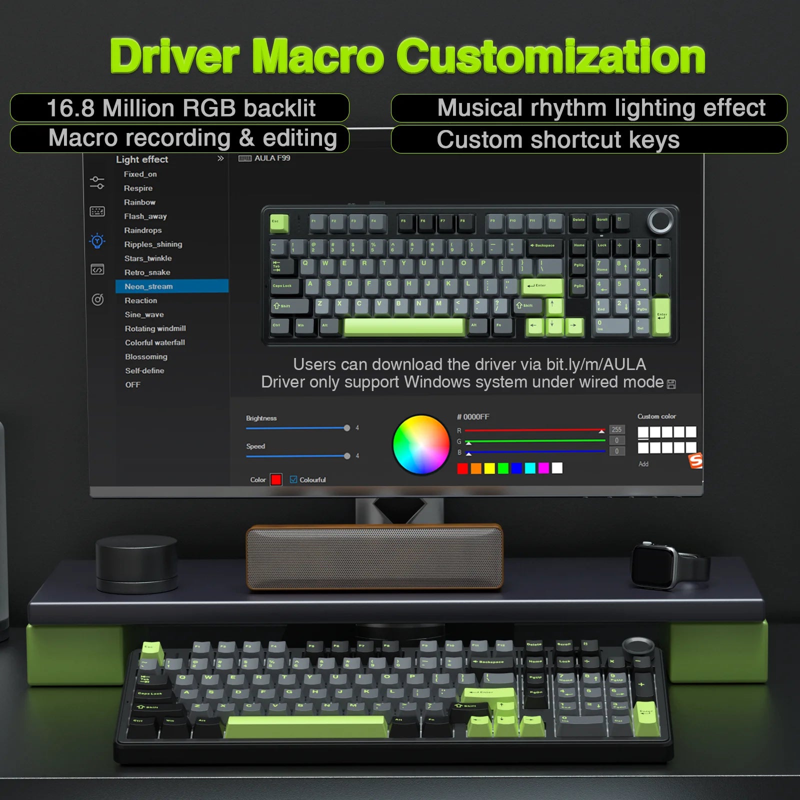 AULA F99pro Wireless Gaming Keyboard Gasket Structure Compatible with 3/5 Pins Hot-swap Mechanical Keyboard with Media