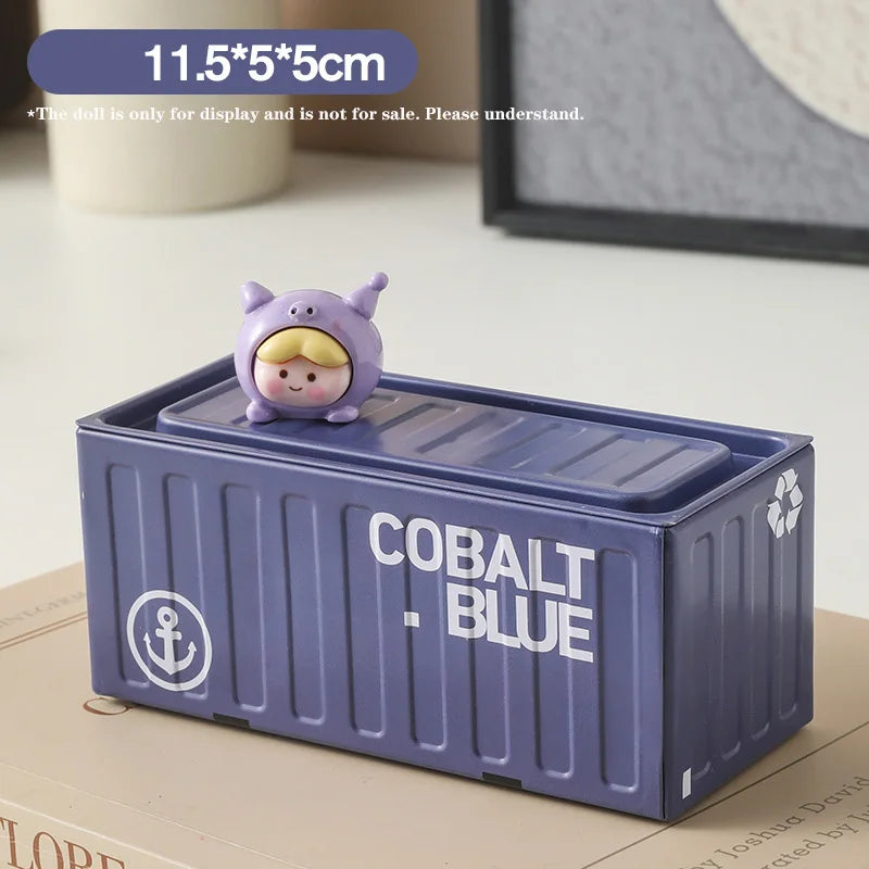 Mini Compact Iron Storage Container - Creative Desktop Organizer Desk Organizer Metal Box for Rings Chargers Pens Coins