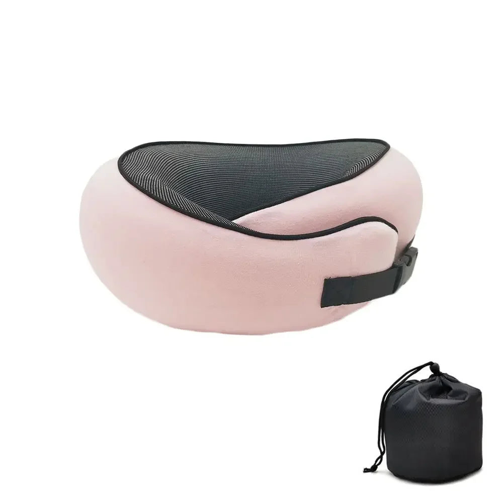Soft Memory Foam Travel Neck Pillow U Shape Adjustable Support Comfortably Sleeping on Plane Car Office Noon Break