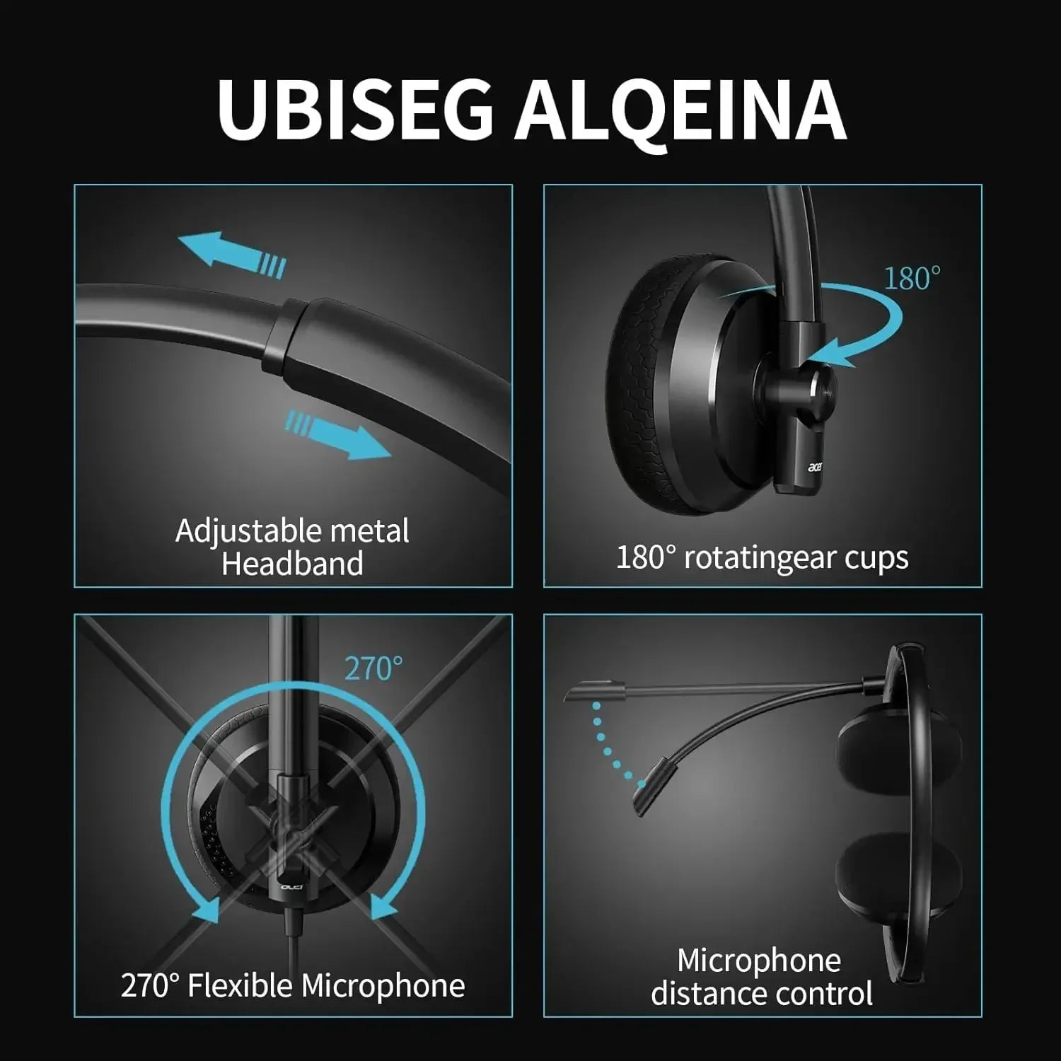 Acer HW03 USB Headset with MIC for PC Wired Headset with Mic for Office Remote Work Call Center Comfortable Design