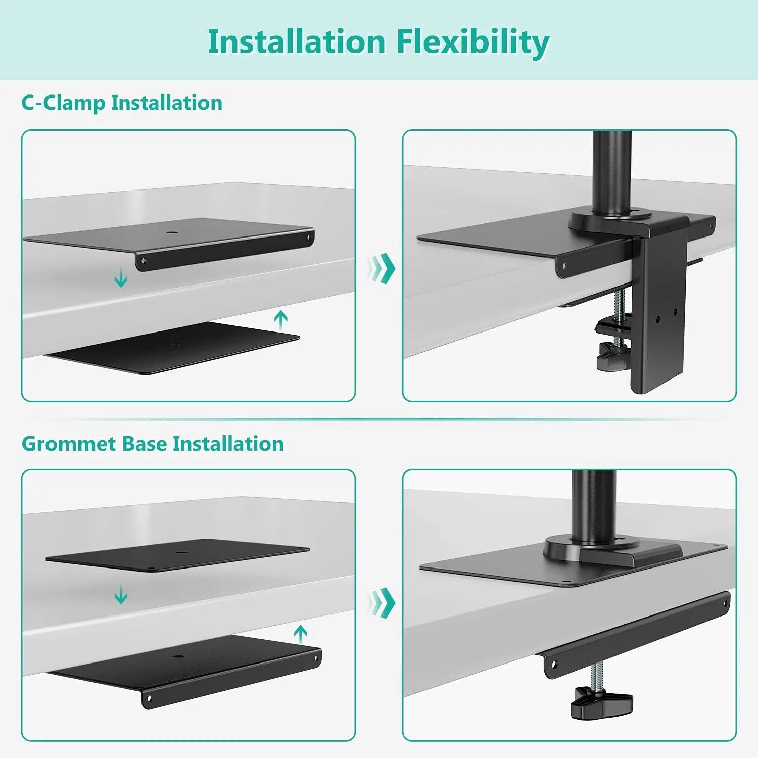 Monitor Mount Reinforcement Plate for Thin Glass and Other Fragile Table Tops with Most Monitor Bracket (CGRP-B)