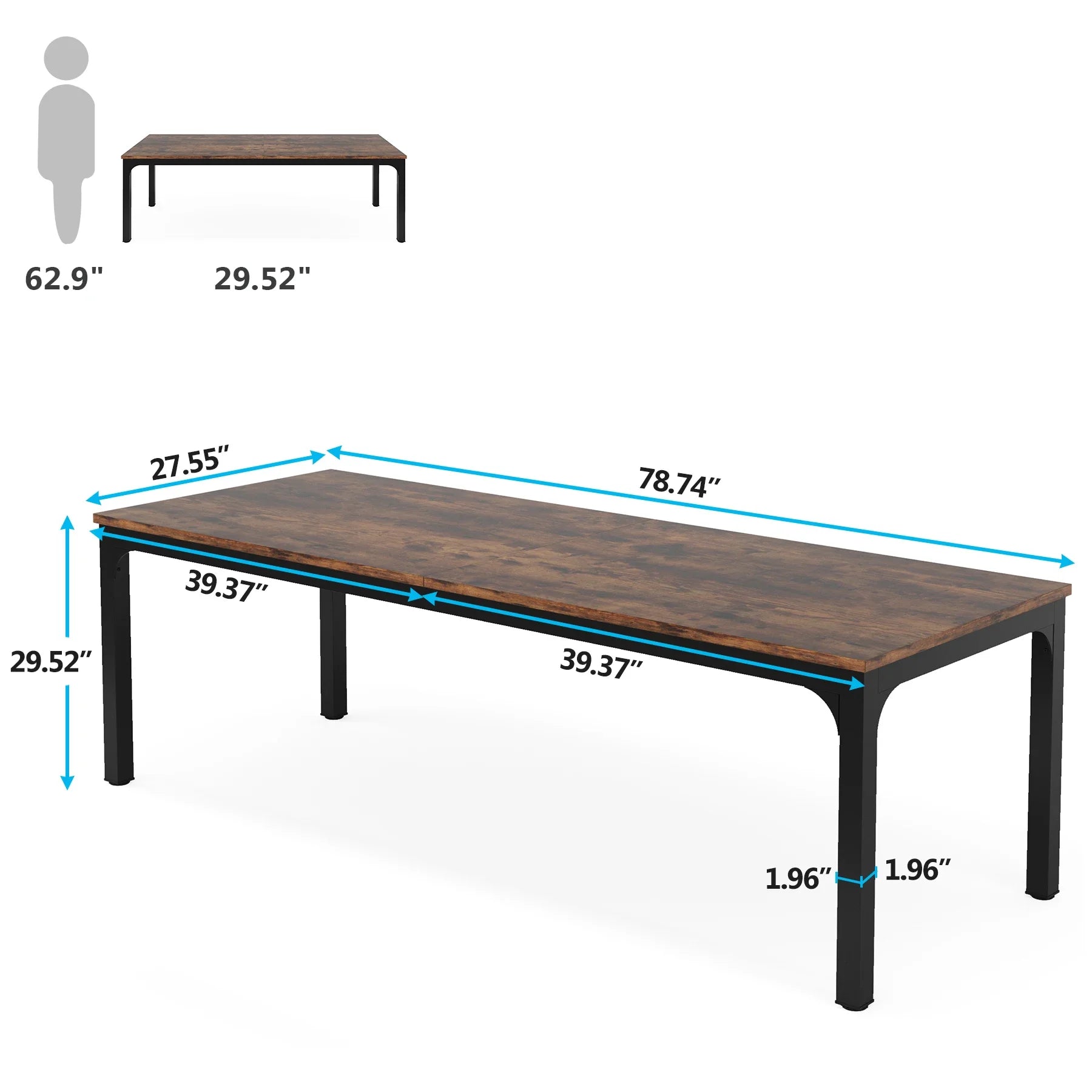 Tribesigns 78.7 Inches Extra Long Computer Desk 2 Person Desk Double Long Desk Workstaion for Home Office