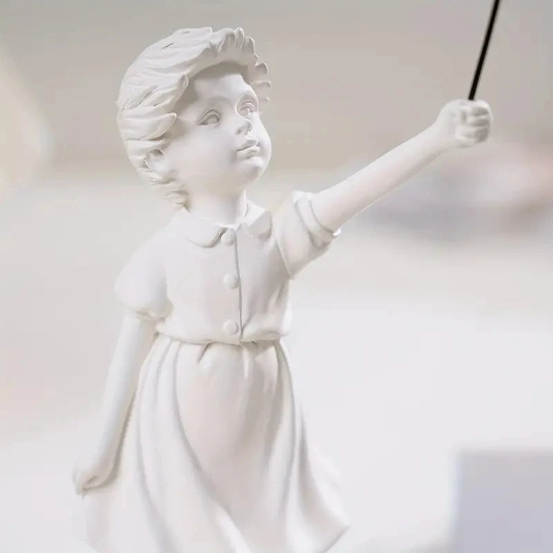 Little Girl With Balloon Figurine Statue Sculpture Living Study Room Bedroom Decor Home Table Interior Decoration
