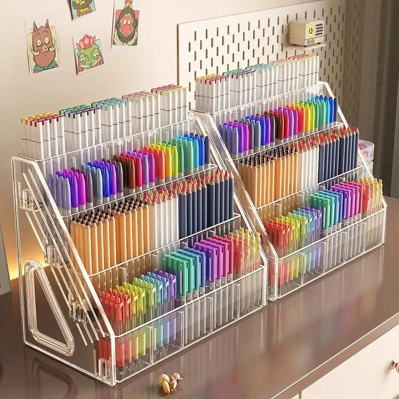 Watercolor pencil storage rack desktop large capacity acrylic partition stationery shop storage rack marker pen storage