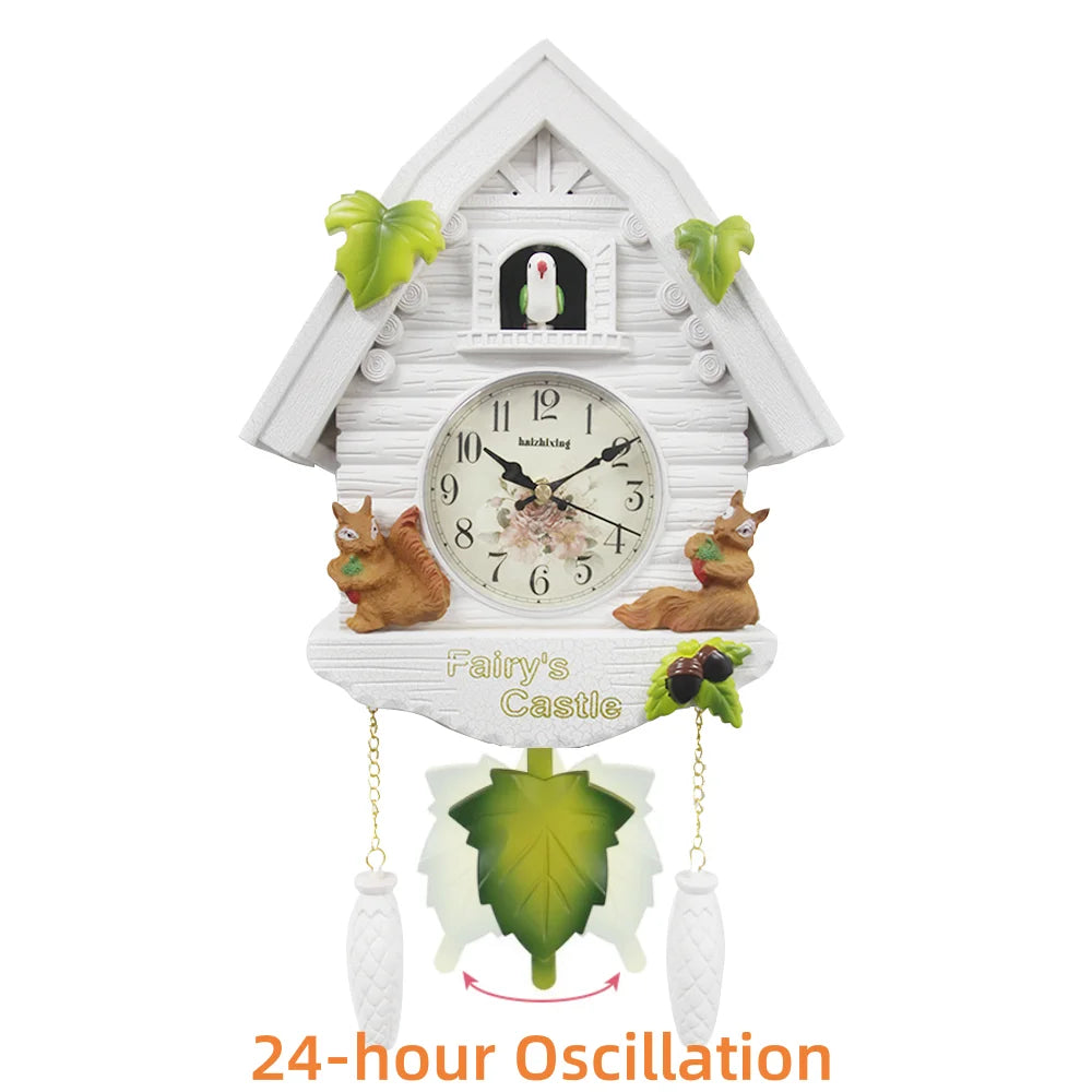 1pc Cuckoo Wall Clock Daytime Hourly Alarm Pendulum Quartz Watch Silent Wall Clock for Home Living Room Decoration Wall