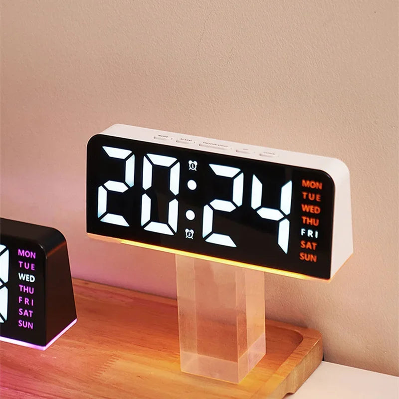 7’’ LED Digital Alarm Clock Table Clock Three-Level Adjustable Brightness Dimmer/Dual Alarm/Temp/Date/Night Light