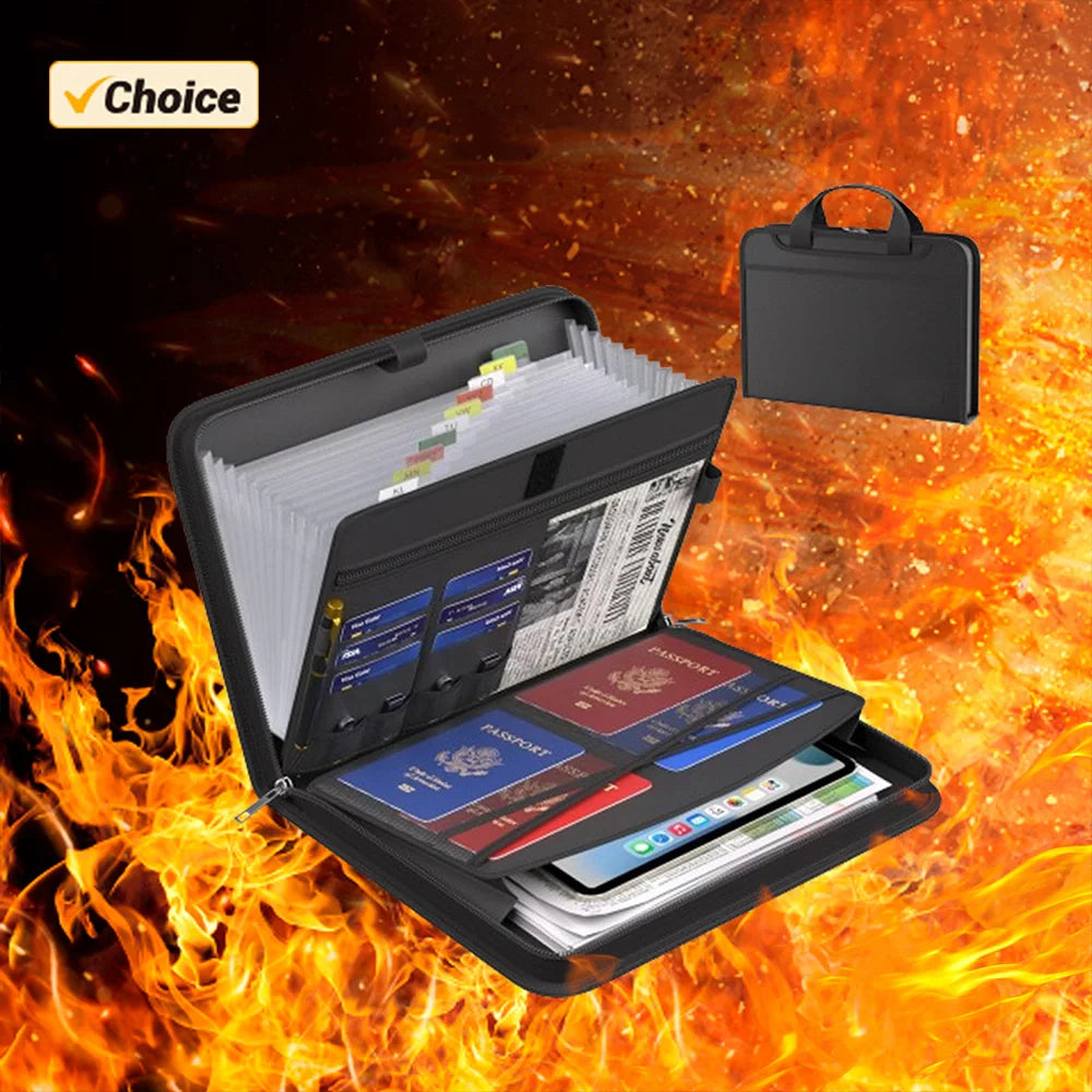 Black Organ File Folder Hand Drawer Multi Compartment Organizer bag Fireproof Waterproof File Organizer for Home School