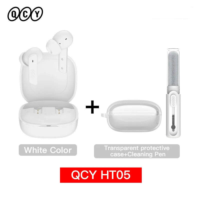 QCY HT05 ANC Wireless Earphone 40dB Noise Cancelling Bluetooth 5.2 Headphone 6 Mic ENC HD Call TWS Earbuds Transparency