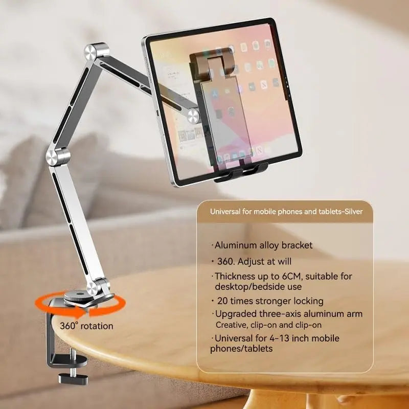 Adjustable iPad boom Arm Mount Stand iPad Tablet Holder for Bed or Desk Overhead Compatible for iPad iPhone Android