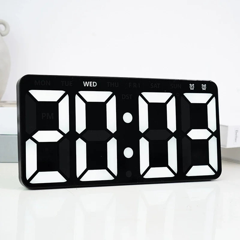 Minimalist LED Digital Wall Clock with Remote Control Adjustable Brightness Countdown Timer Modern Home Office Alarm