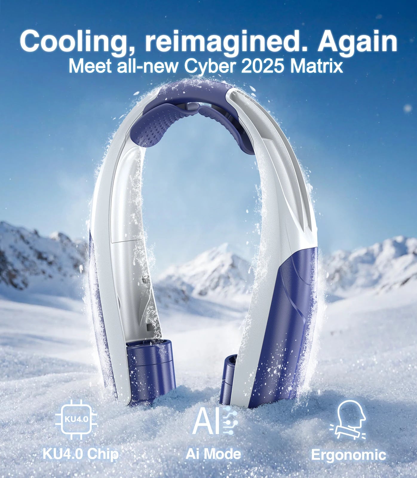 Portable neck fan six wind speeds (Max: 8000 rpm) 6000mAh battery - up to 20 hours extremely strong life