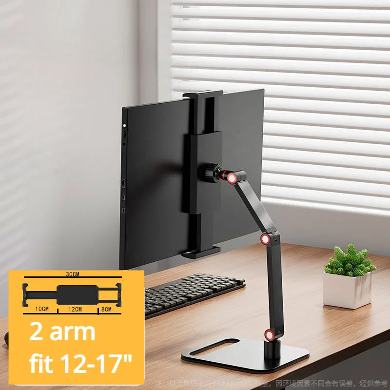 30Cm Adjustable Monitor Holder Height 360 Rotating Portable Bracket Tablet Free Standing Low Profile Desk Mount Clip Up