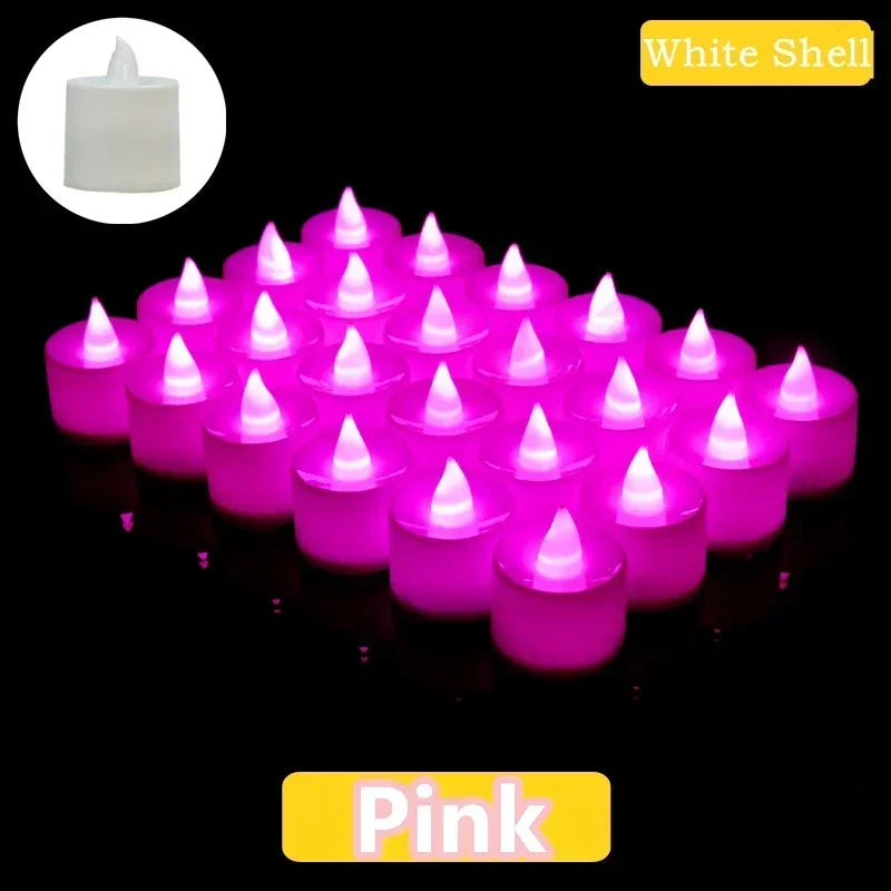 50x Colorful LED Flameless Candle Light Battery Operated Tealight Switch Candles Flameless Wedding Home Christmas Decor
