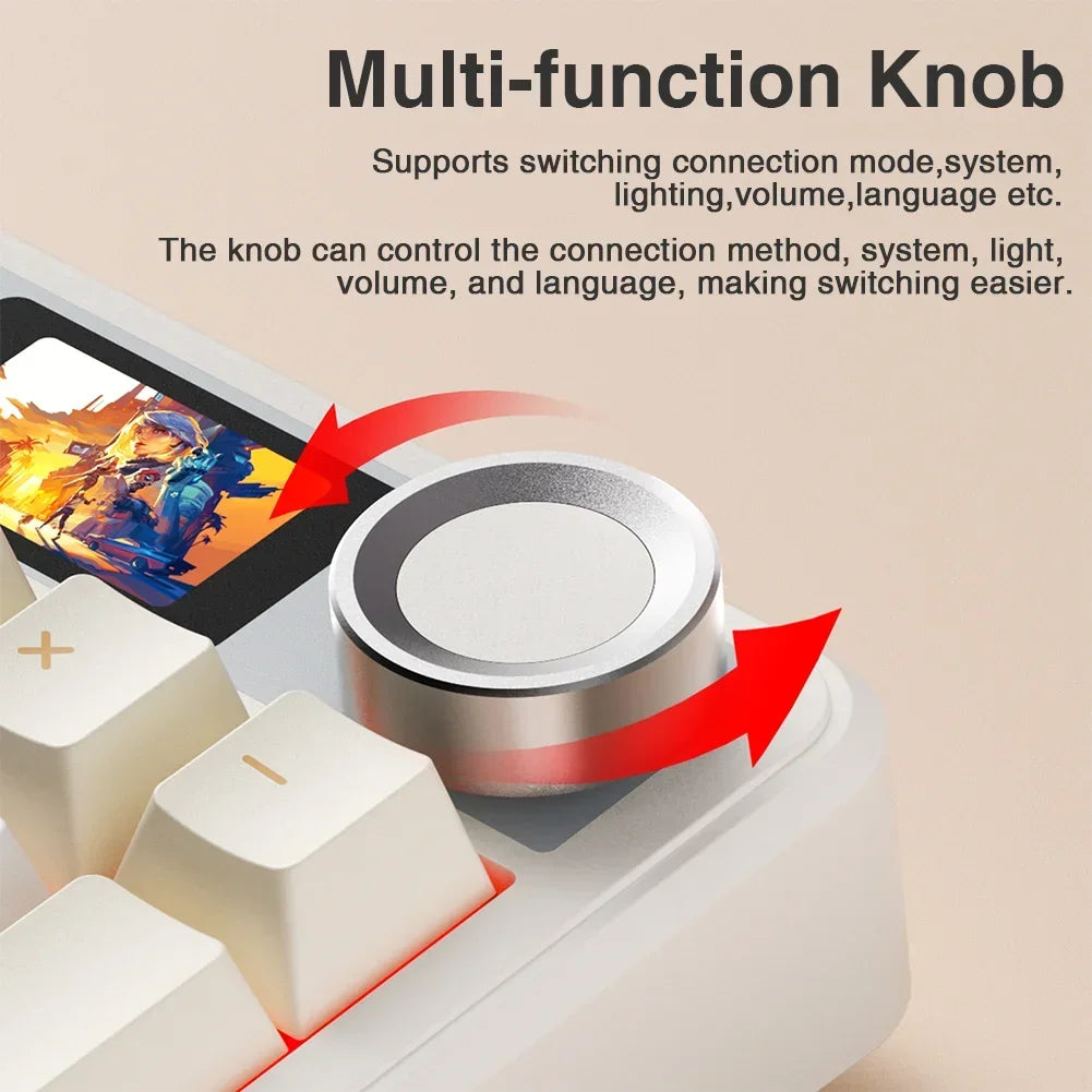 AULA F108 pro Wireless Bluetooth Keyboard Macro Gaming keyboard Gasket Hot-swap Full Size Keyboard with TFT Smart