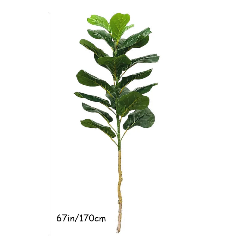 67in Large Artificial Tree Faux Ficus Lyrata Plants Fake Monstera Plastic Banyan Leafs For Home Shop Garden Office
