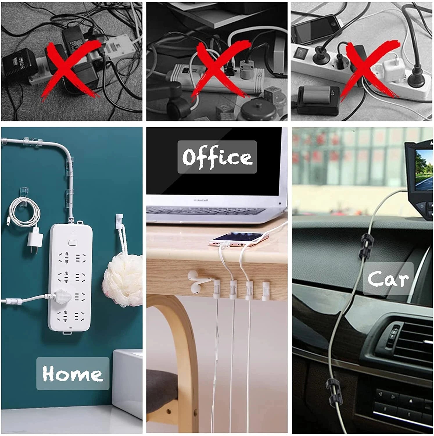 20/5PCS USB Cable Organizer Clips Wire Winder Holder Earphone Mouse Cord Clip Protector Management Adhesive Hooks Desk