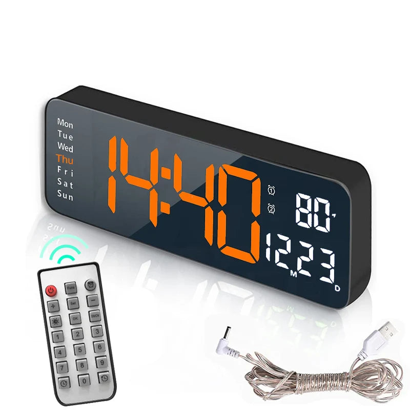 Smart Mute LED Electronic Wall Clock Modern Desk Clock Night Alarm Minimalist Thermometer Air Clock Home Decor