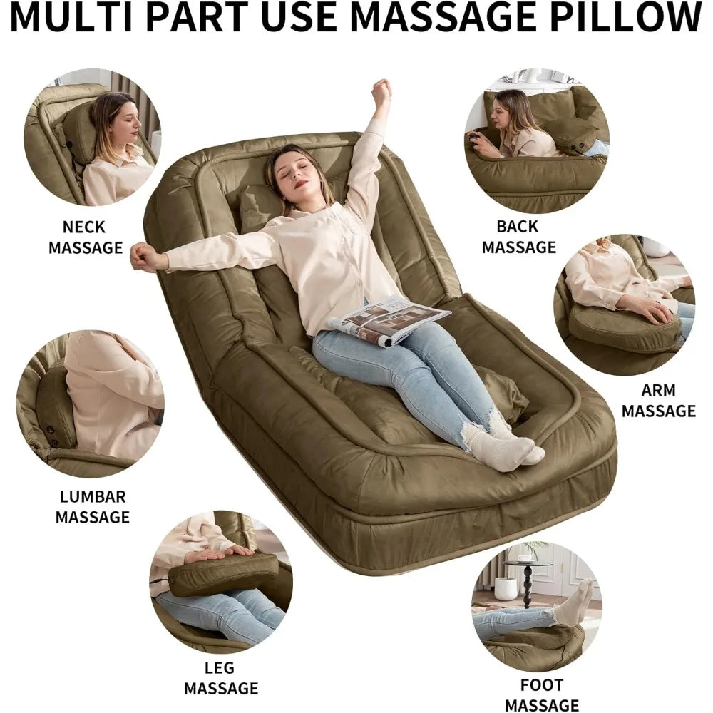 Human Dog Bed-Lazy Sofa Chair,5 Adjustable Tatami Bean Bag with Massage Pillow,Multi-Functional Floor Sofa Bed