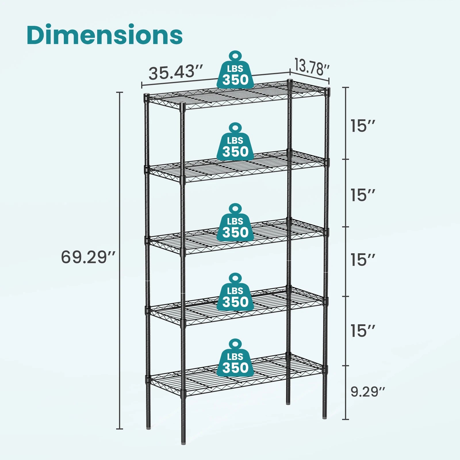 JHK 3-5 Tier Storage Bookshelf Adjustable Metal Wire Racks Heavy Duty Standing Shelf Organizer for Living Room