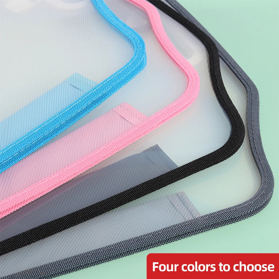 A3 Thickened 3D Transparent File Bag Portfolio Storage Bag Handheld Book Bag Office Document Bag Double-Layer Folder