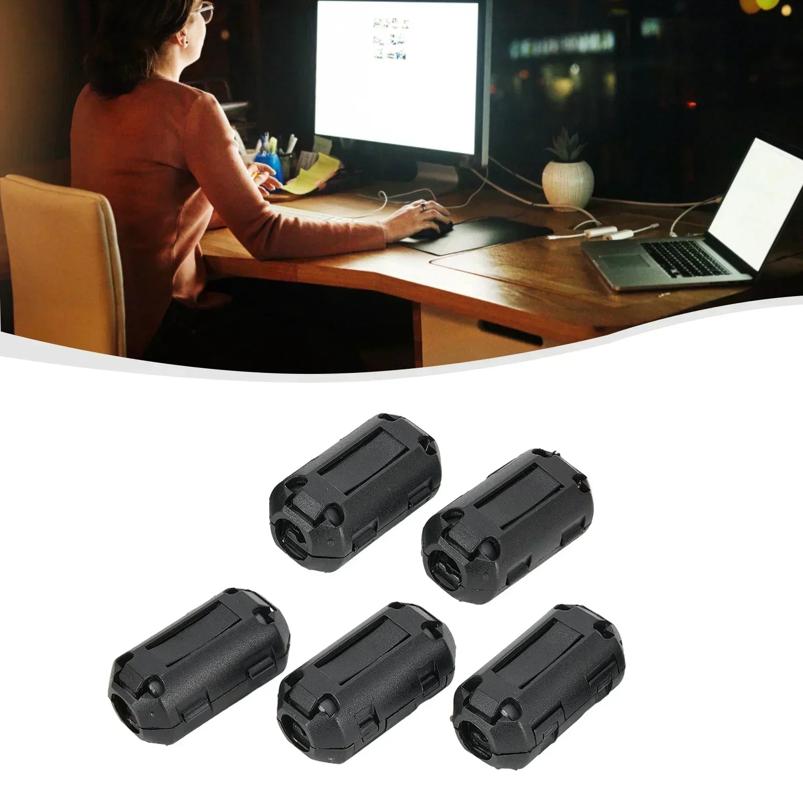 5pcs 3.5/5/7/9/13mm Toroidal Core Ferrite Bead Clip RFI Noise Filter Clip Noise Filter For USB/Video Cable Power Cord