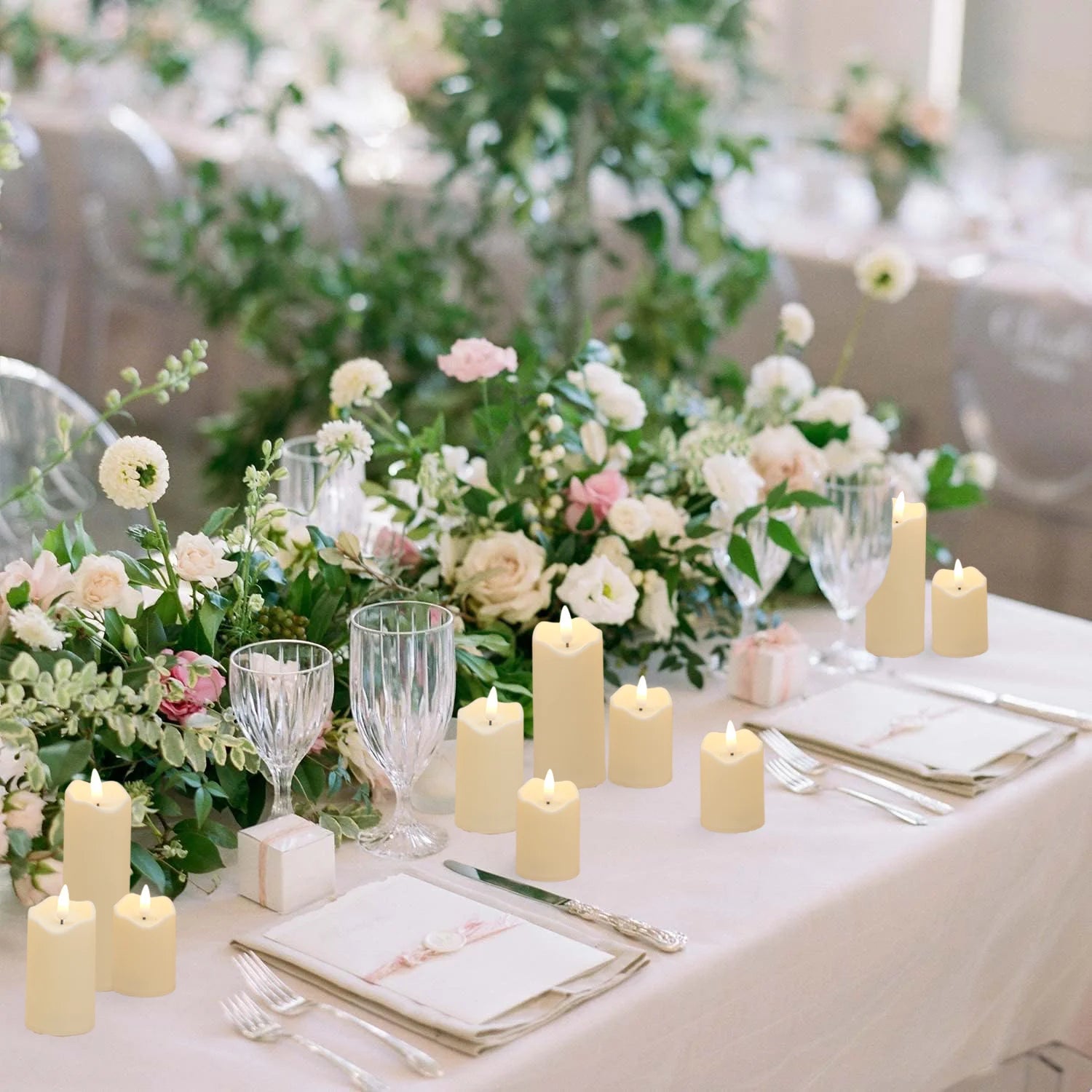 Flameless Candles with Battery LED Candle Decorative Pillar Candles Fake Plastic Candles Battery Operated Home Wedding