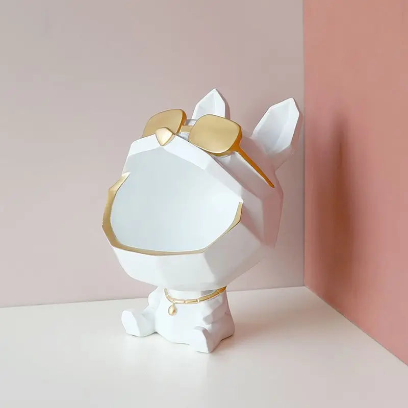 Geometry Dog Model Decoration Pendant Big Mouth Storage Sculpture Porch Desktop Ornaments Keys Lipstick Storage Jar
